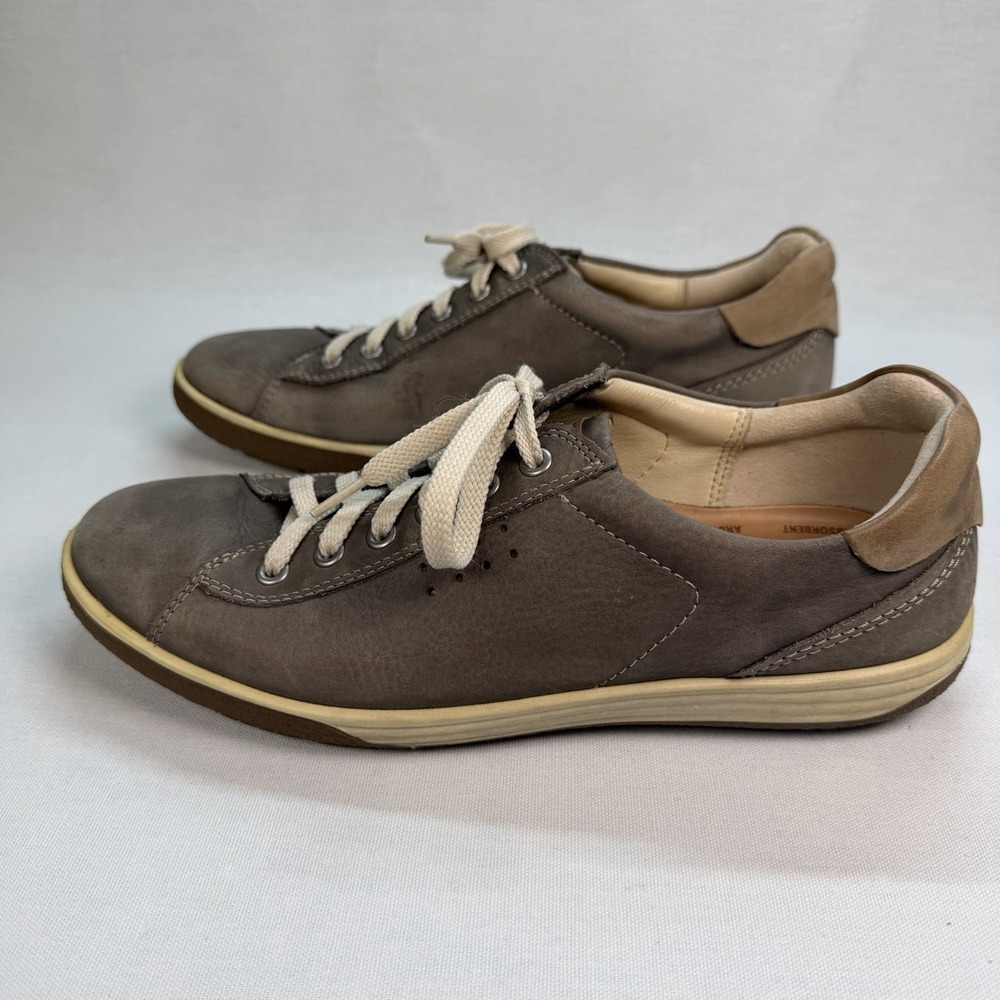 ECCO Chase II Tie Sneakers Womens 41 Taupe Leather Lace Up Comfort Low Top Gorp